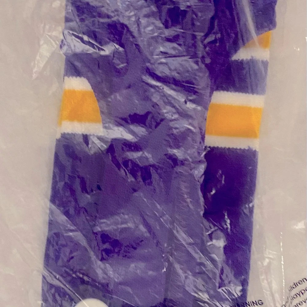NEW TCK Men's Baseball stirrup socks purple/white/varsity gold- New in Package